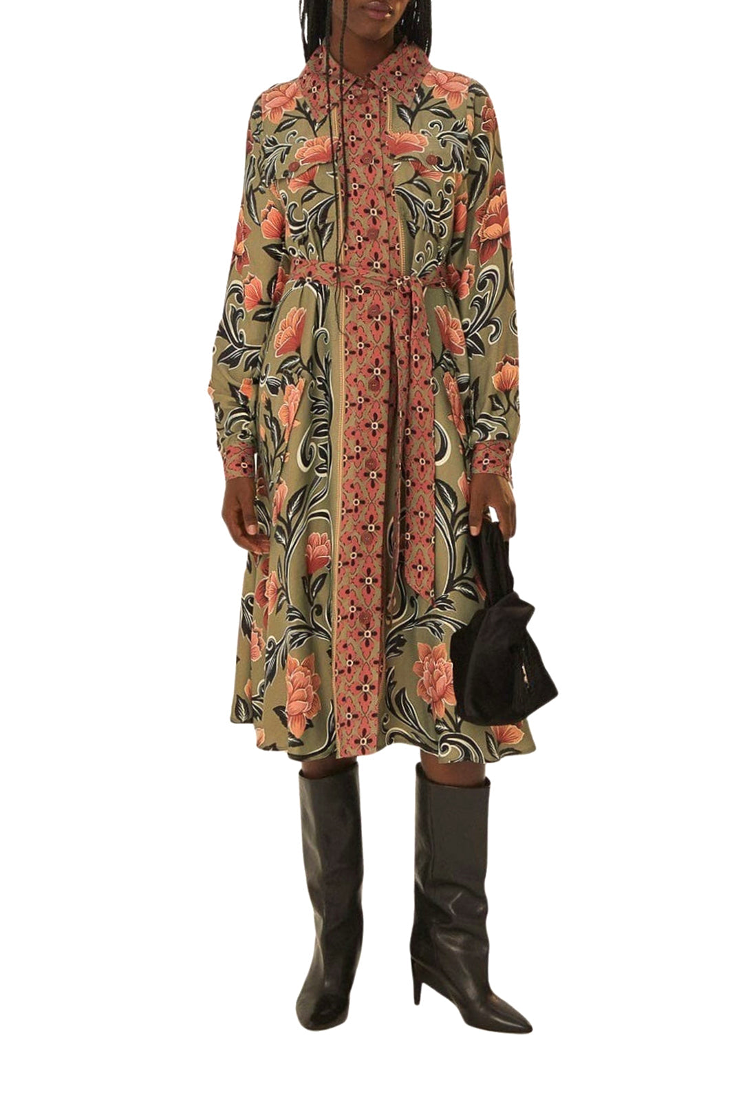 Robe midi Arabesque Floral - Vert