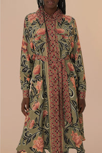 Robe midi Arabesque Floral - Vert