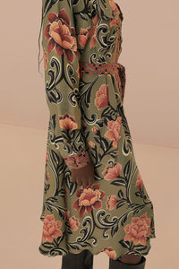 Robe midi Arabesque Floral - Vert