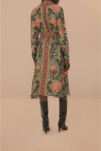 Robe midi Arabesque Floral - Vert