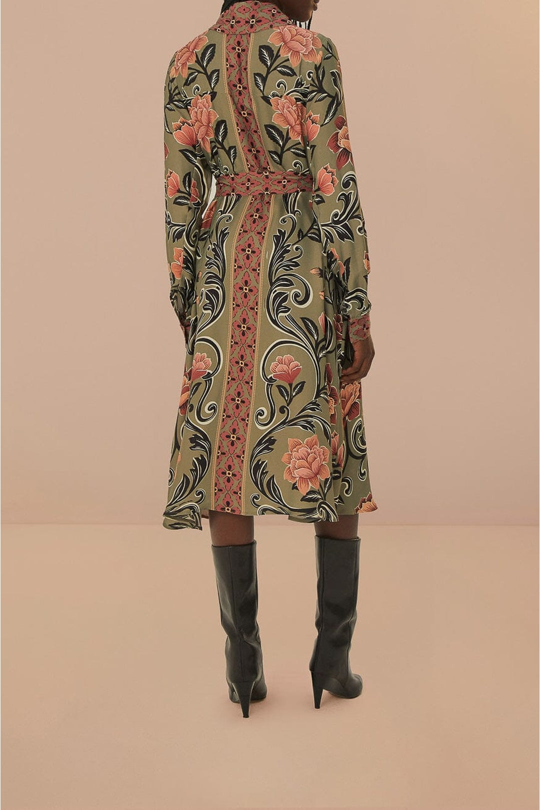 Robe midi Arabesque Floral - Vert
