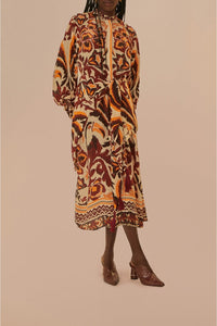 Robe midi Toucans Scarf - Rouge