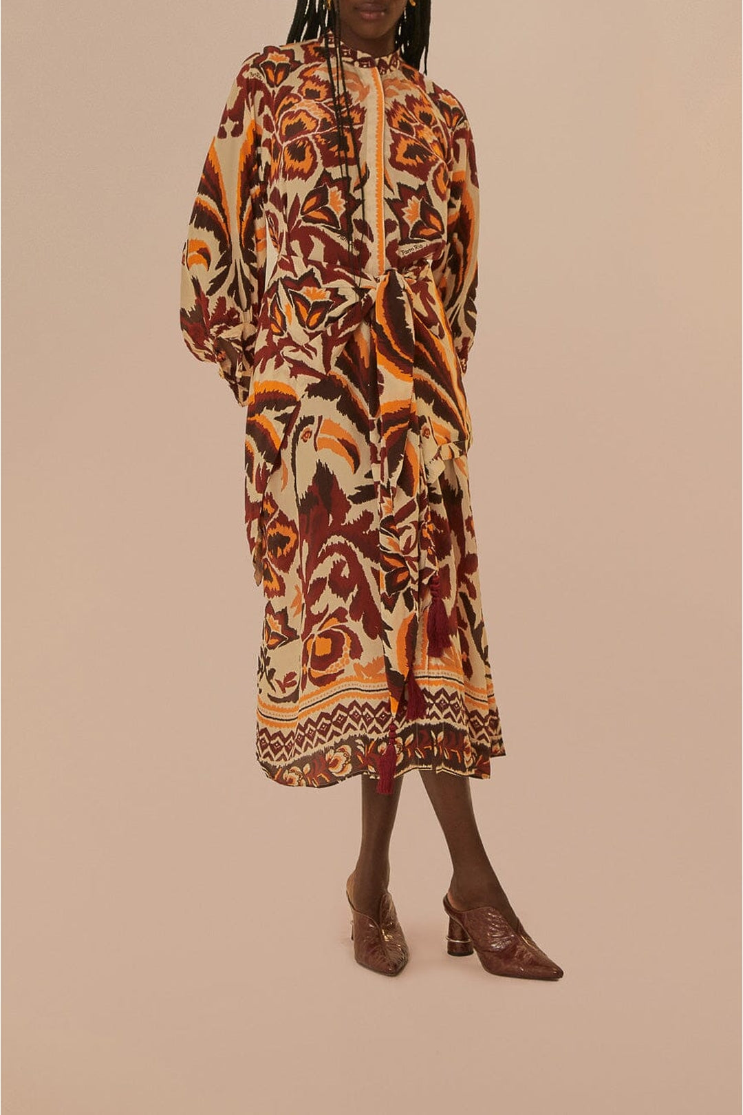 Robe midi Toucans Scarf - Rouge