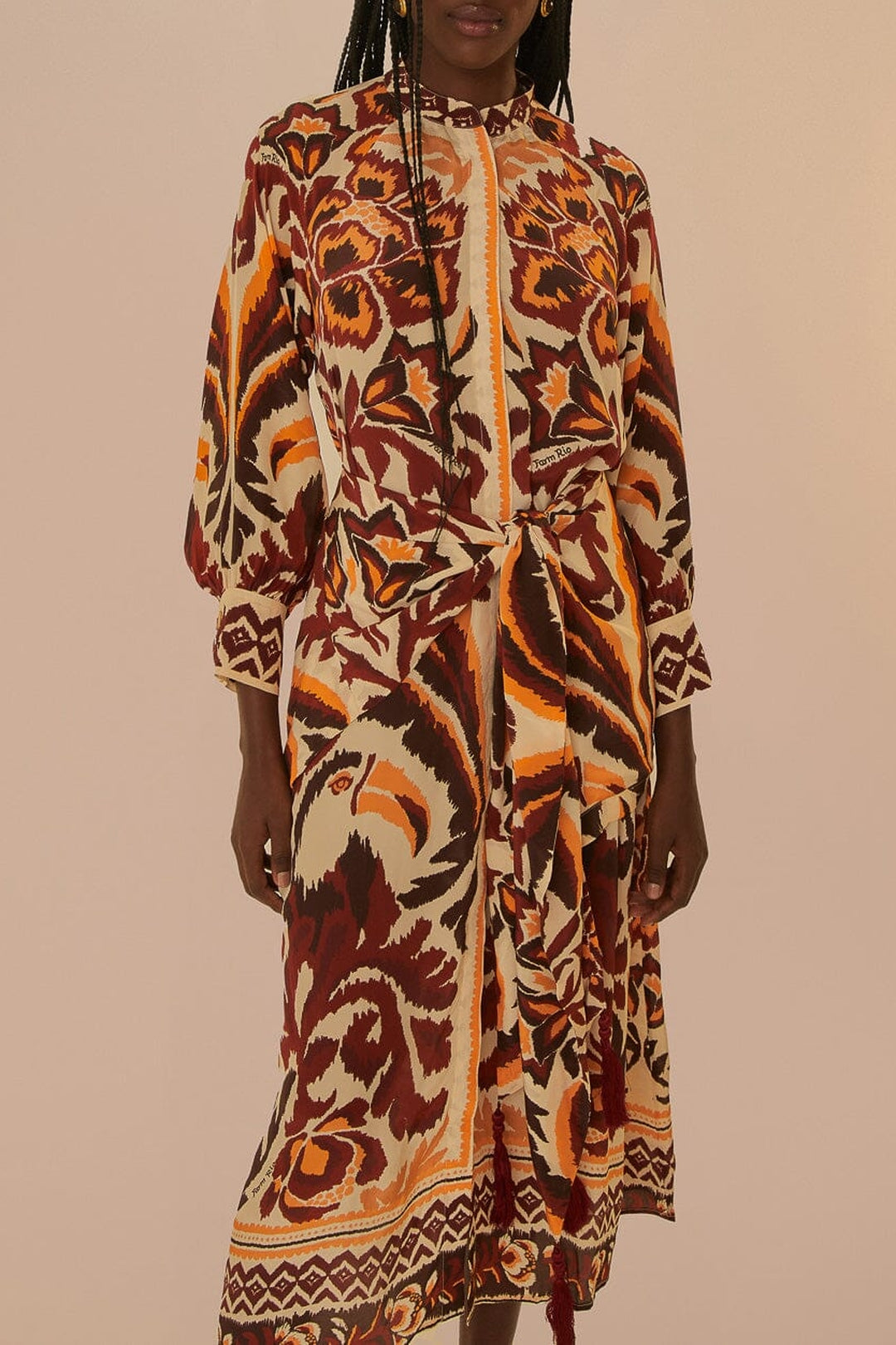 Robe midi Toucans Scarf - Rouge
