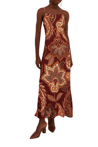 Robe longue à motif cachemire Léopard - Bordeaux