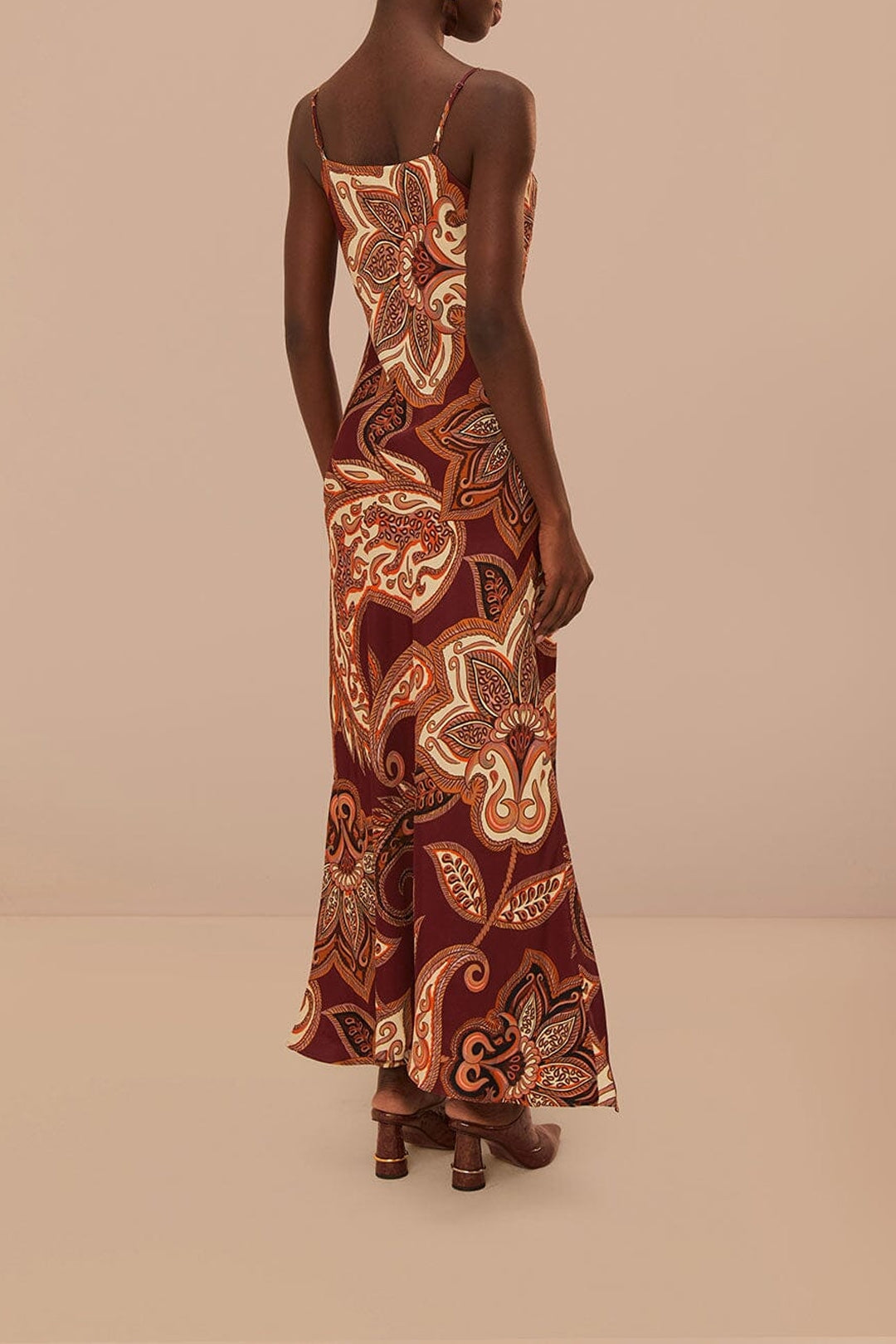 Robe longue à motif cachemire Léopard - Bordeaux