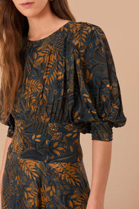 Robe longue Dotted Forest Teal - Noir