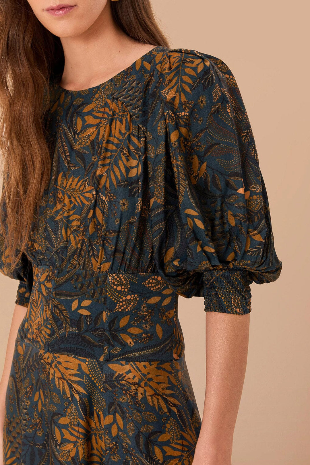 Robe longue Dotted Forest Teal - Noir