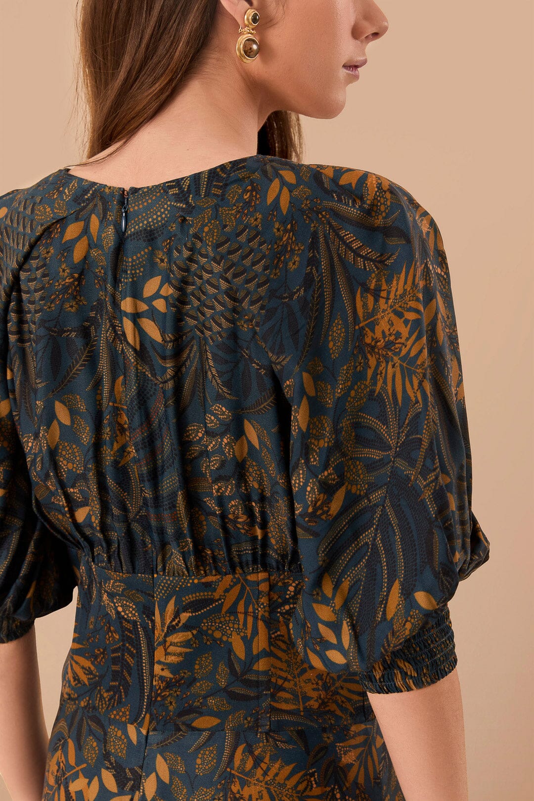 Robe longue Dotted Forest Teal - Noir