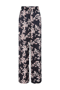 Pantalon évasé à imprimé fleurs - Black Sakura