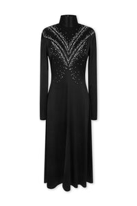 Robe à col montant et strass - Black