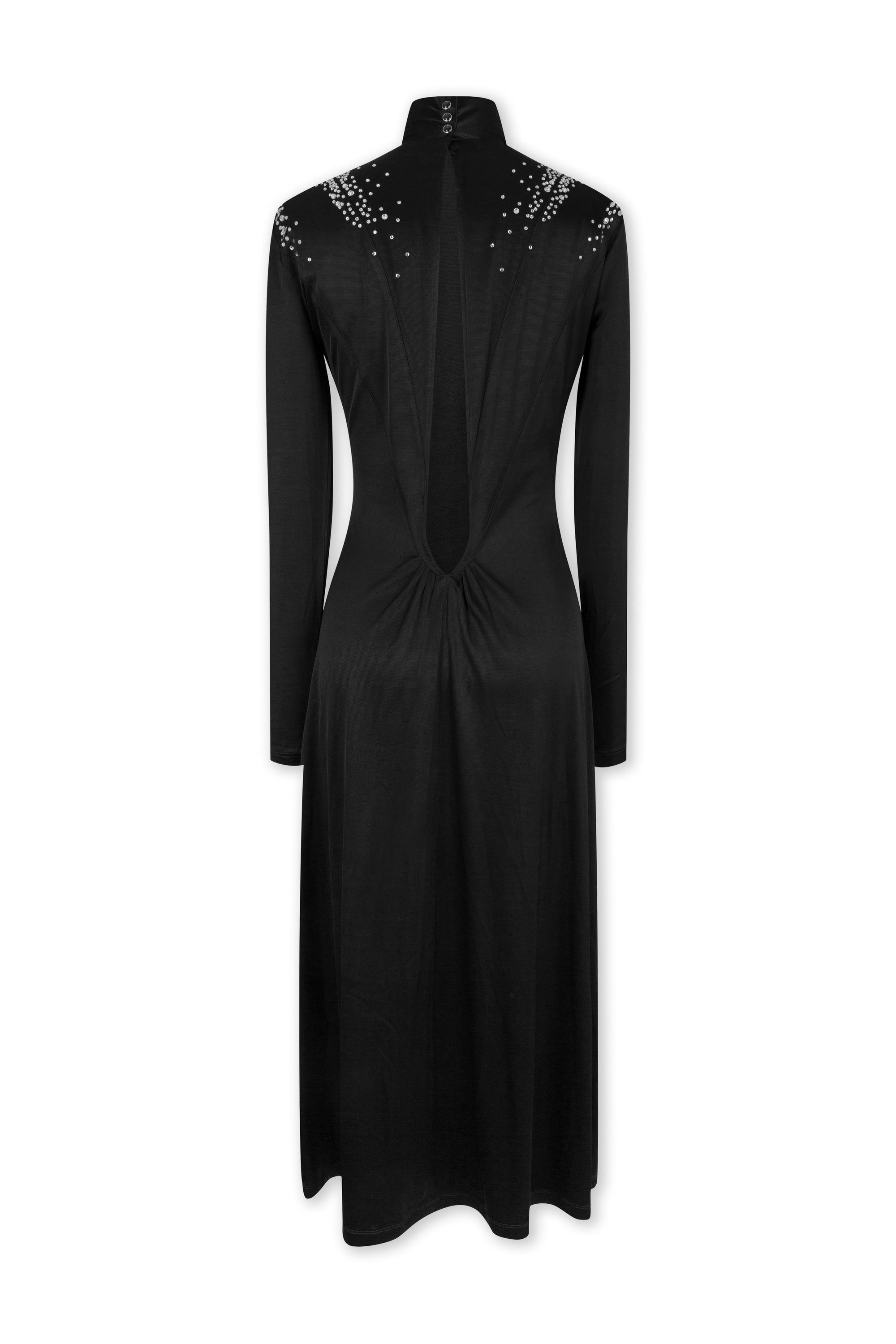 Robe à col montant et strass - Black
