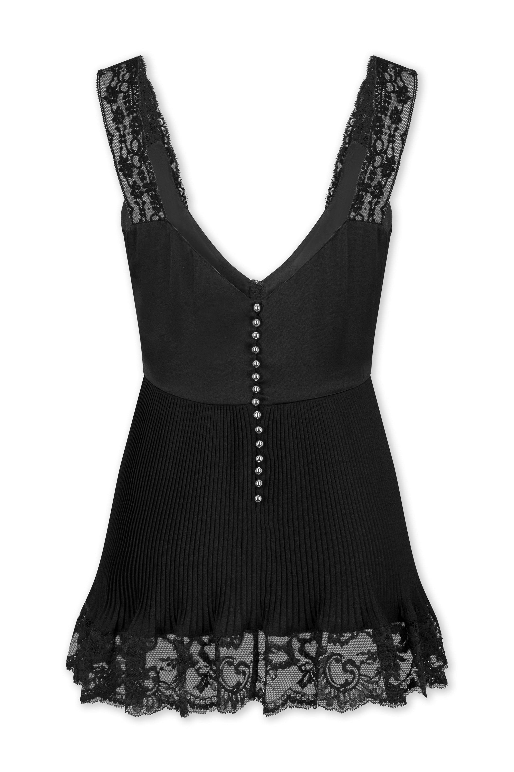Top plissé en dentelle - Black