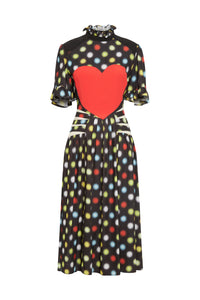 Robe longue à motif cœur - Black Spotlight