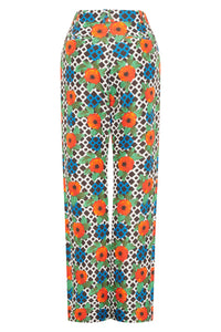 Pantalon évasé unisexe à fleurs - Orange Flower