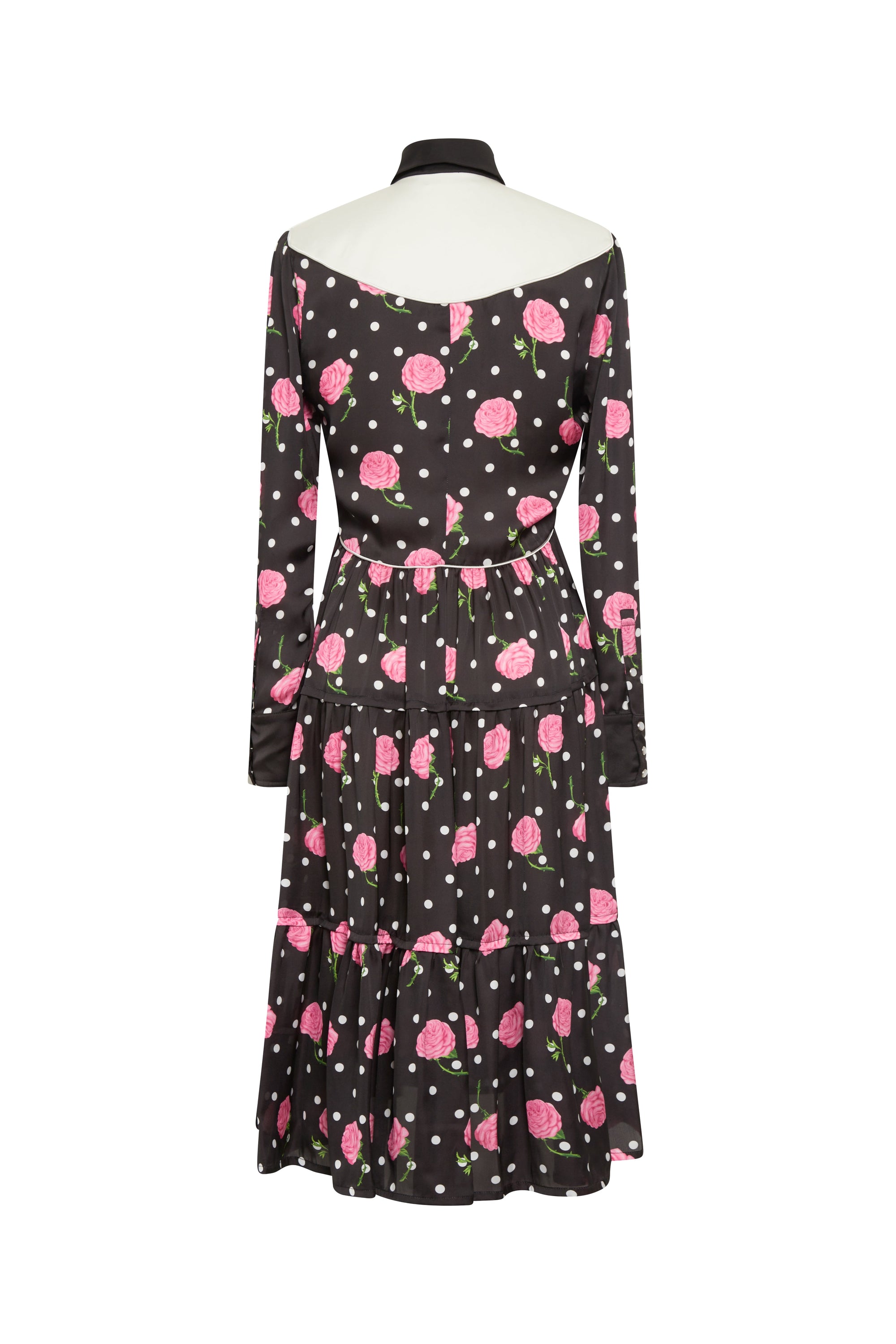 Robe plissée et boutonnée - Black Roses And Dots
