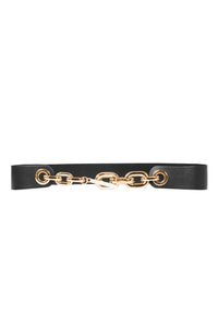 Ceinture à fermeture chaîne en cuir - Black
