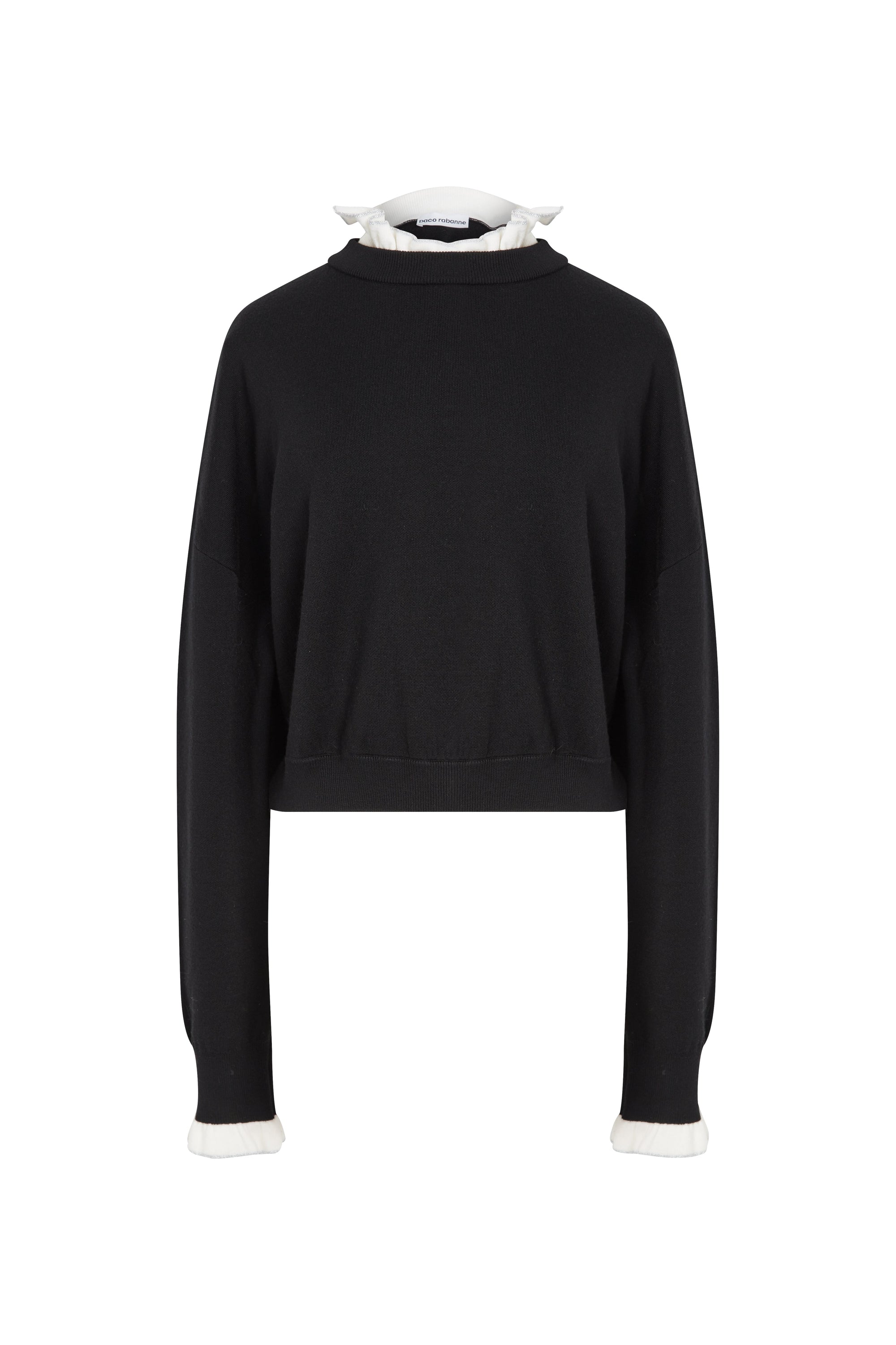Pull à encolure frou-frou en laine - Black