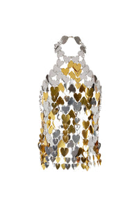 Top à cœurs étincelants bicolore - Silver & Gold