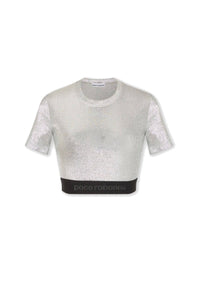 Top brodé d'un logo métallique - Silver