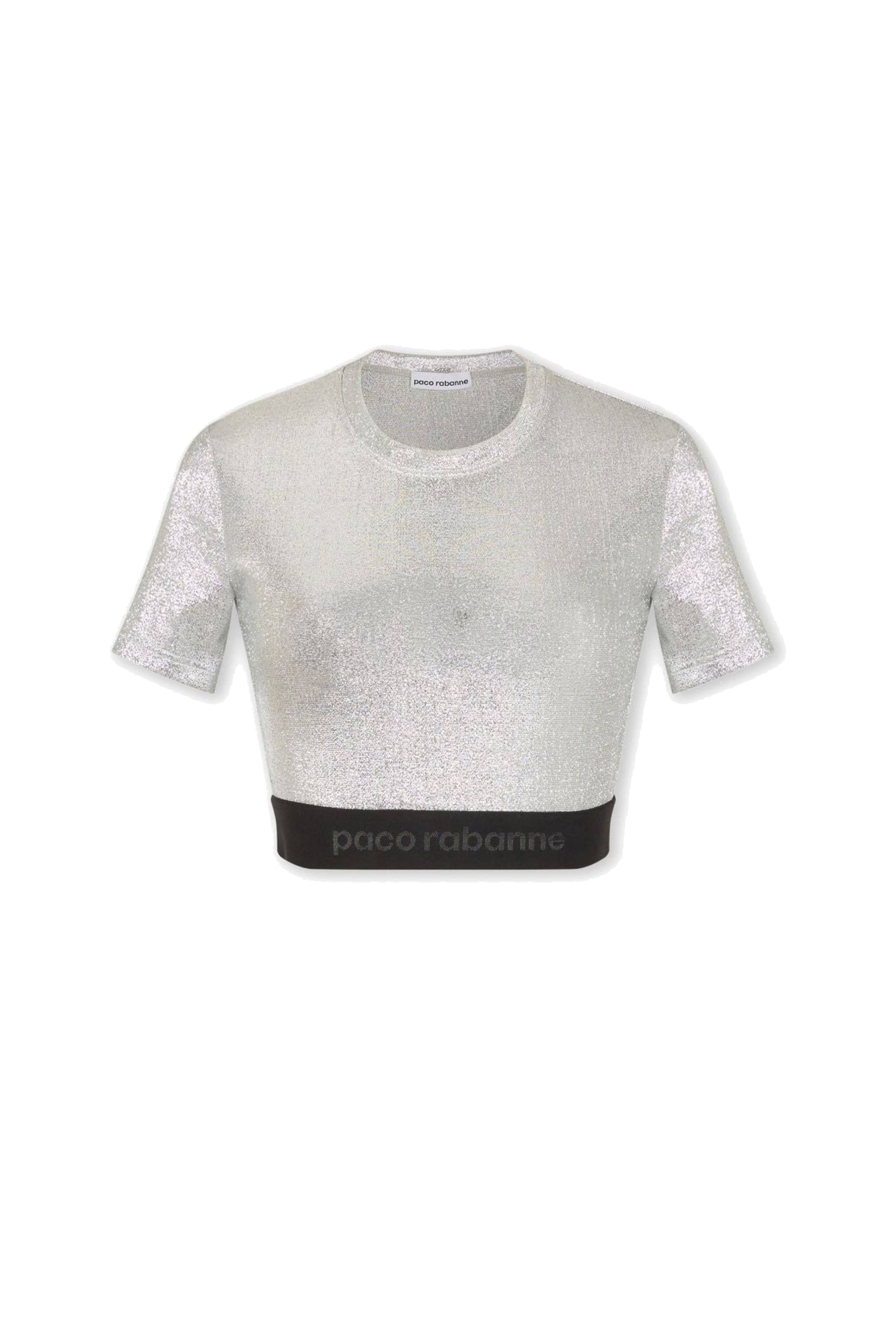 Top brodé d'un logo métallique - Silver