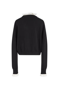Pull à encolure frou-frou en laine - Black