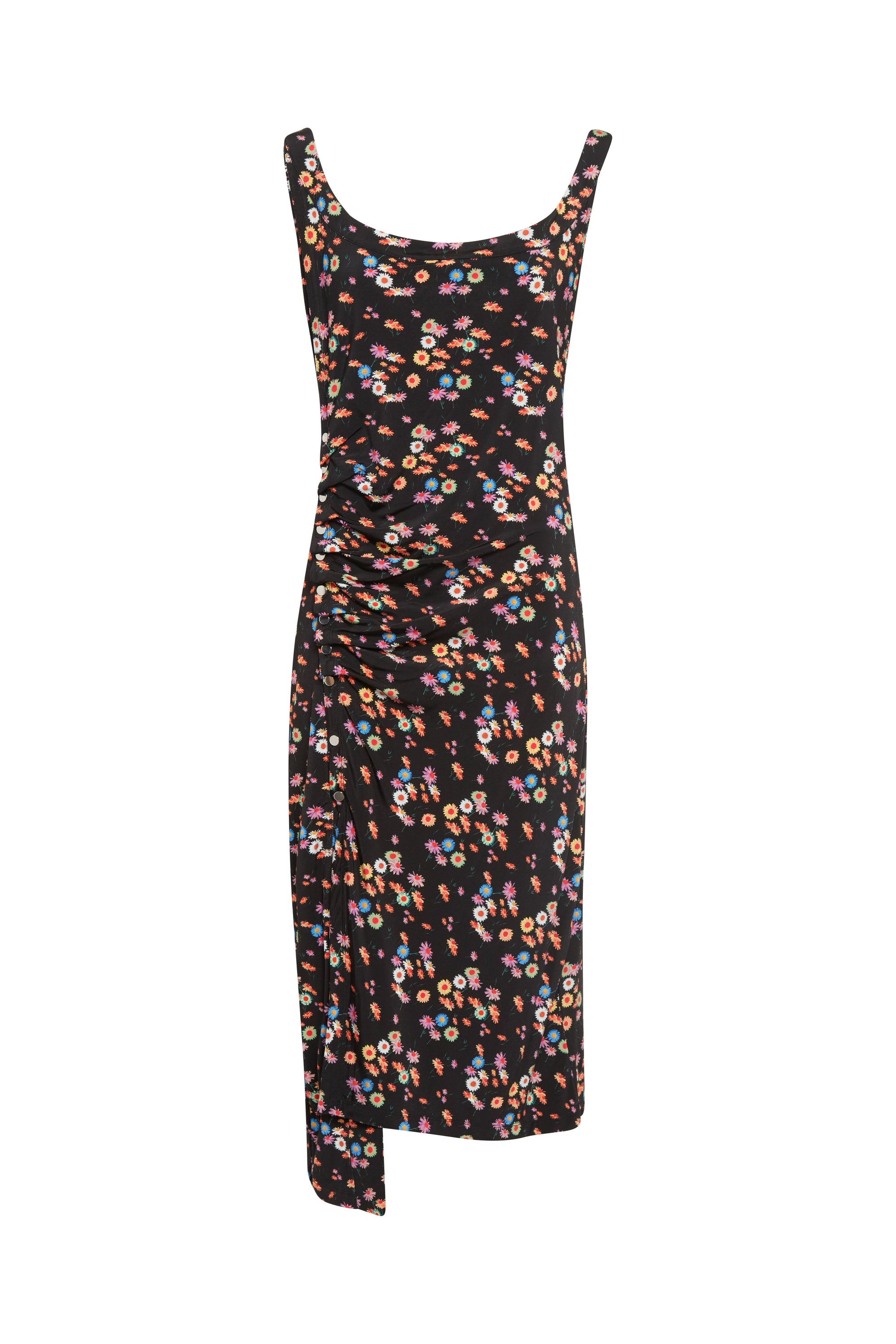 Robe fleurie à col large - Black Psychedelic Flower