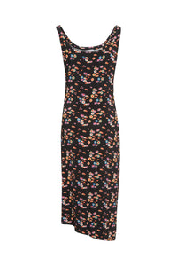 Robe fleurie à col large - Black Psychedelic Flower