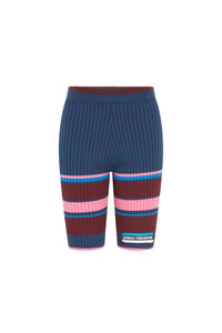 Cycliste côtelé tricolore - Multico Navy Pink