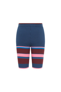 Cycliste côtelé tricolore - Multico Navy Pink