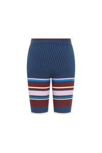 Cycliste côtelé tricolore - Multico Navy Yellow