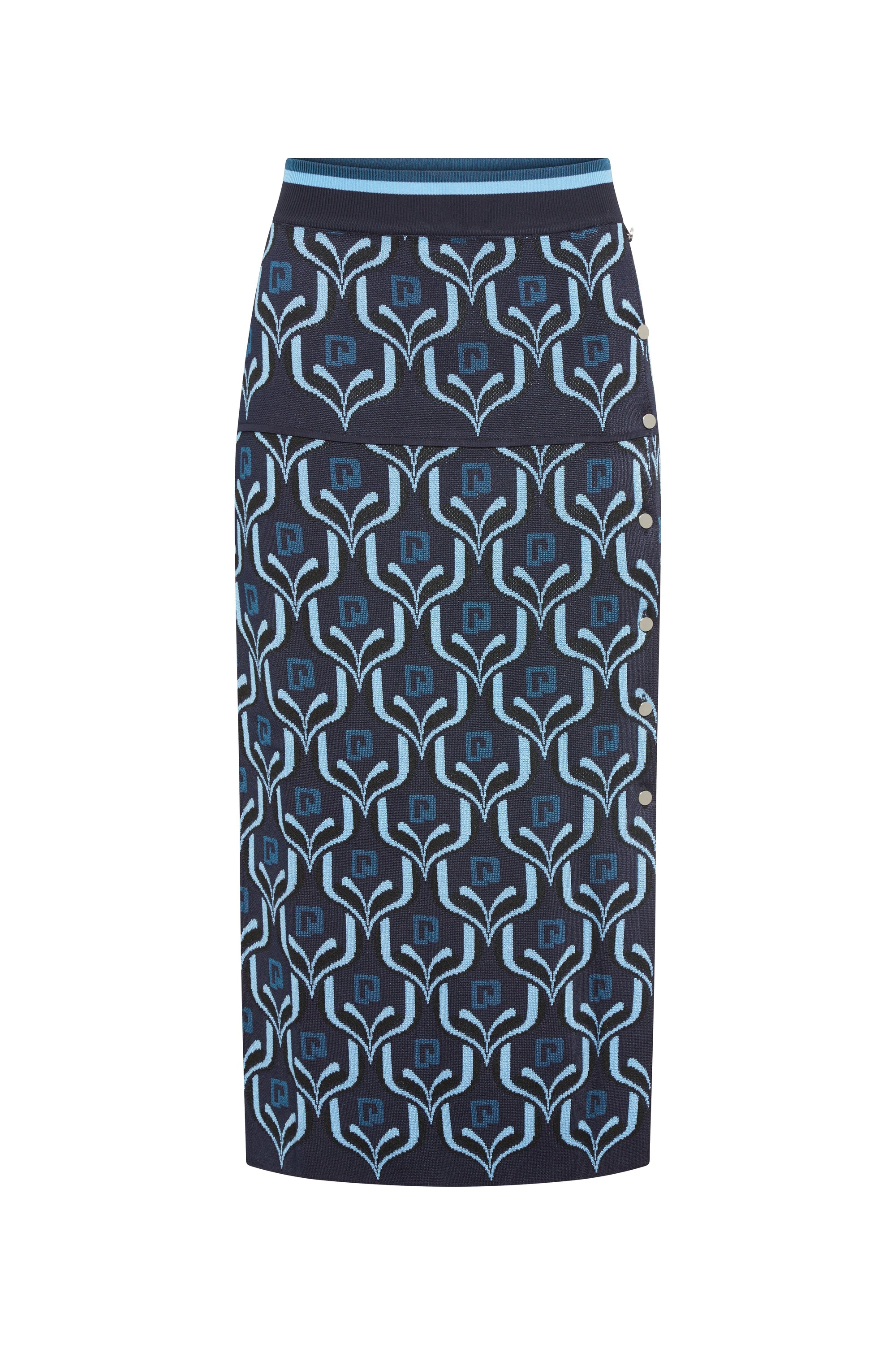 Jupe longue à motif jacquard - Blue Jacquard Paco
