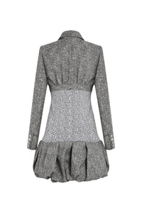 Manteau mi-long ajusté en laine - Black & White