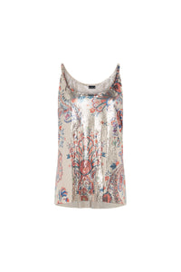 Top à fines bretelles fleuri - Paisley Light Gold