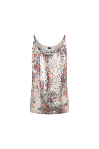 Top à fines bretelles fleuri - Paisley Light Gold