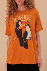 T-shirt décontracté Farm Rio Toucan en coton - Orange
