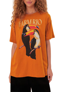T-shirt décontracté Farm Rio Toucan en coton - Orange