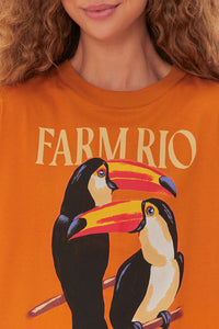 T-shirt décontracté Farm Rio Toucan en coton - Orange