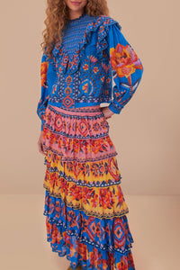 Jupe longue Ainika Lucy Floral - Bleu