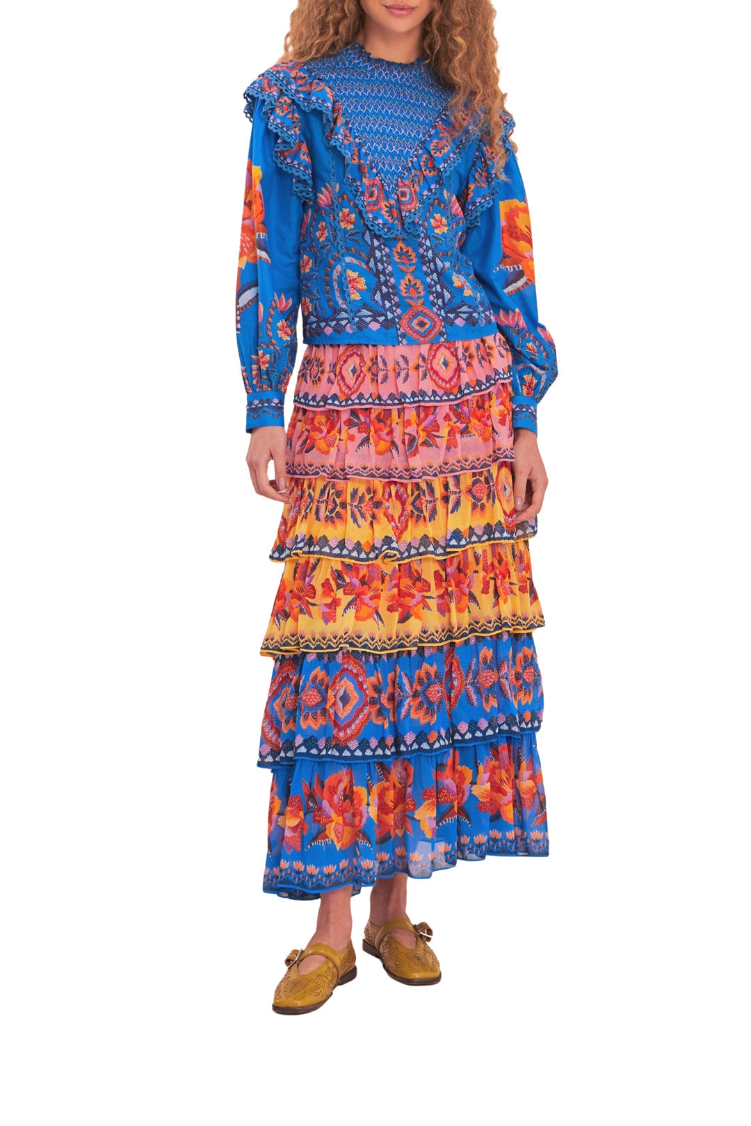 Jupe longue Ainika Lucy Floral - Bleu