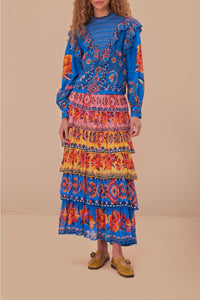 Jupe longue Ainika Lucy Floral - Bleu