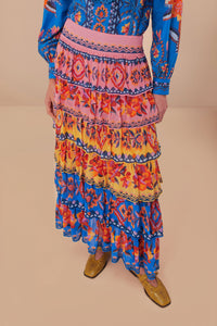 Jupe longue Ainika Lucy Floral - Bleu