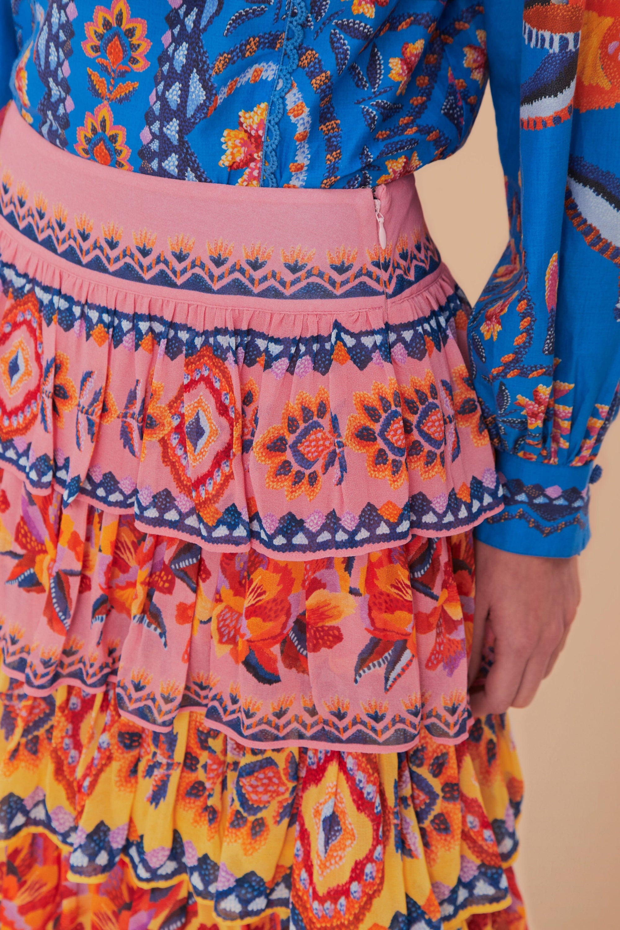 Jupe longue Ainika Lucy Floral - Bleu