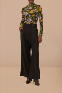 Pantalon taille haute en coton - Noir
