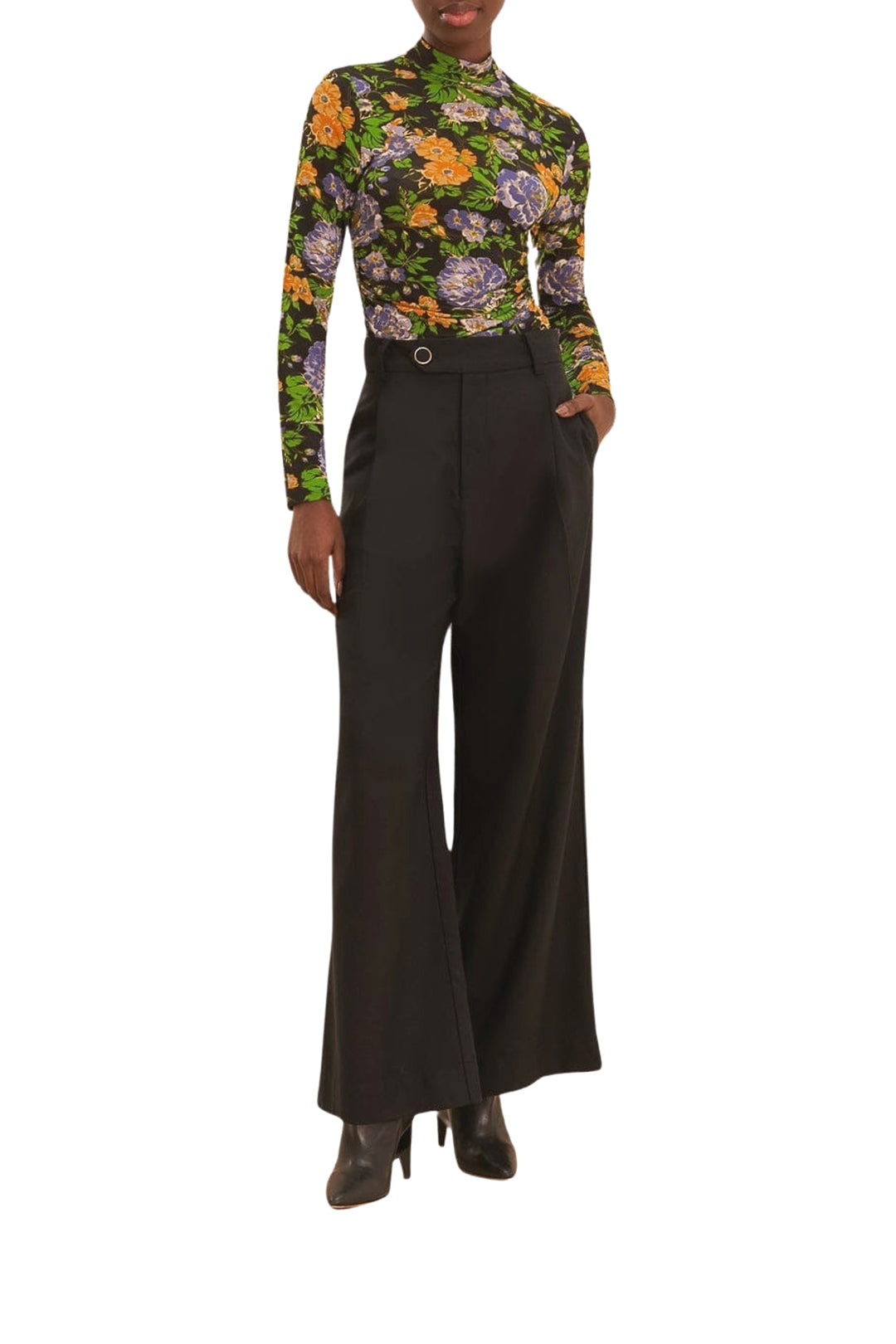 Pantalon taille haute en coton - Noir