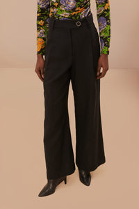 Pantalon taille haute en coton - Noir