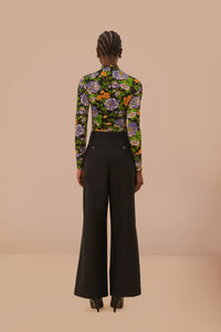 Pantalon taille haute en coton - Noir