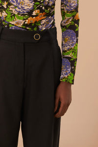 Pantalon taille haute en coton - Noir