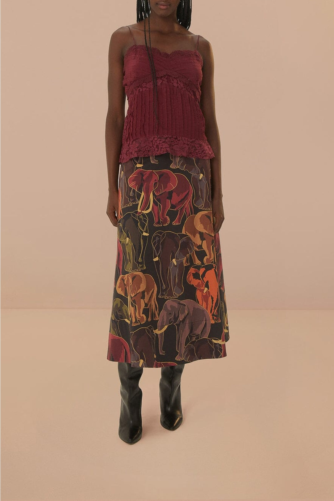Blouse sans manches en dentelle - Bordeaux
