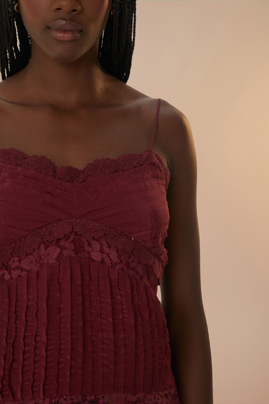 Blouse sans manches en dentelle - Bordeaux